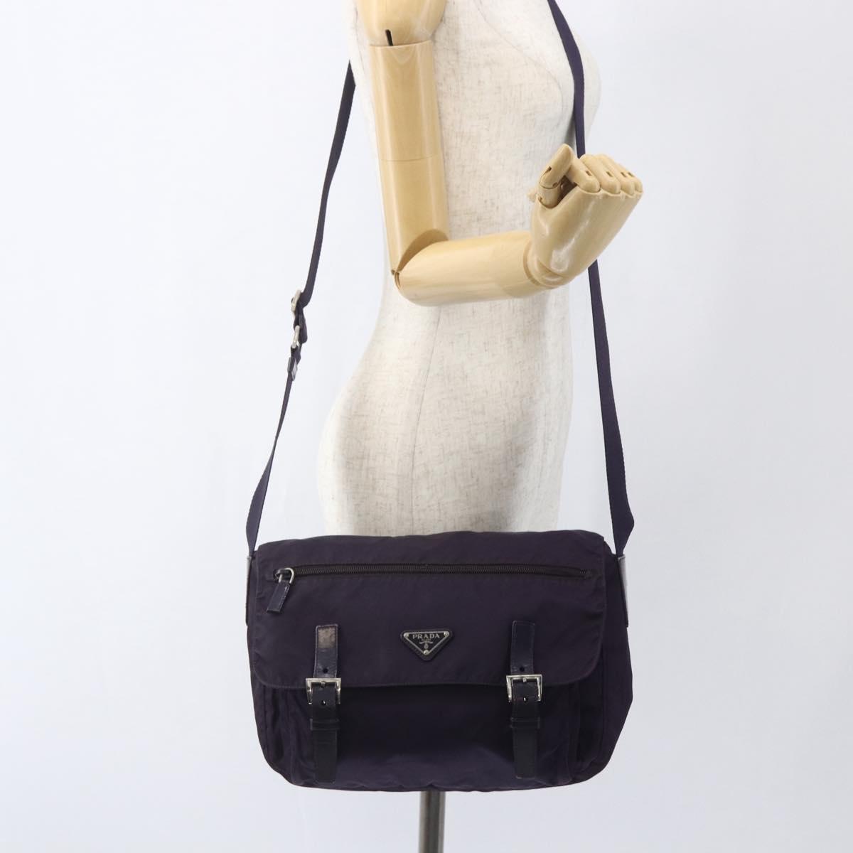 PRADA Shoulder Bag Nylon Purple Silver Auth 167957