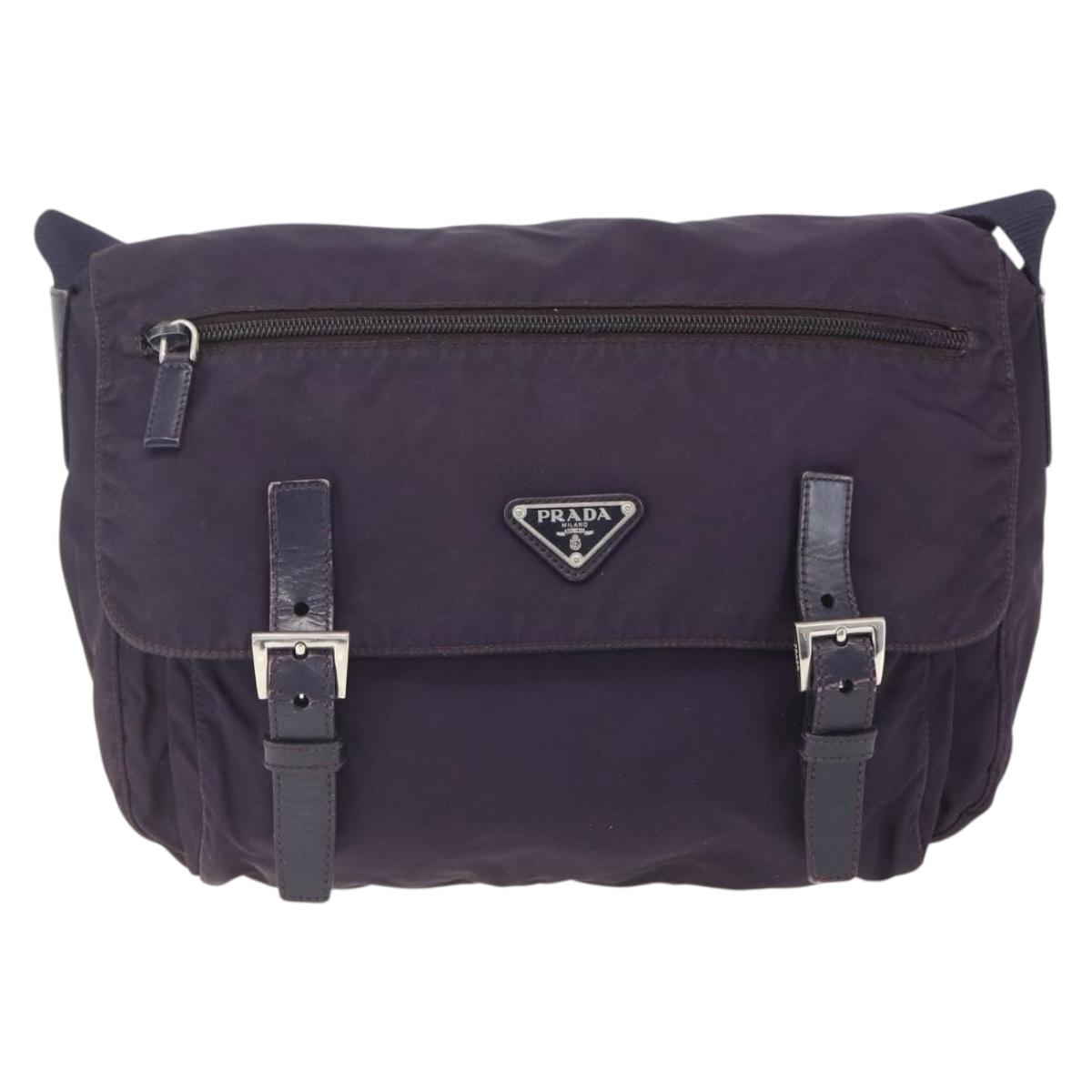 PRADA Shoulder Bag Nylon Purple Silver Auth 167957