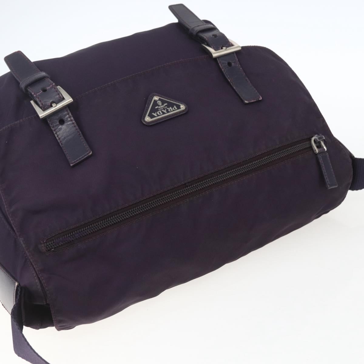 PRADA Shoulder Bag Nylon Purple Silver Auth 167957