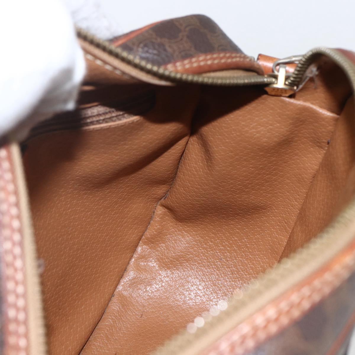 CELINE Macadam Canvas Shoulder Bag PVC Leather Brown Gold Auth 167961