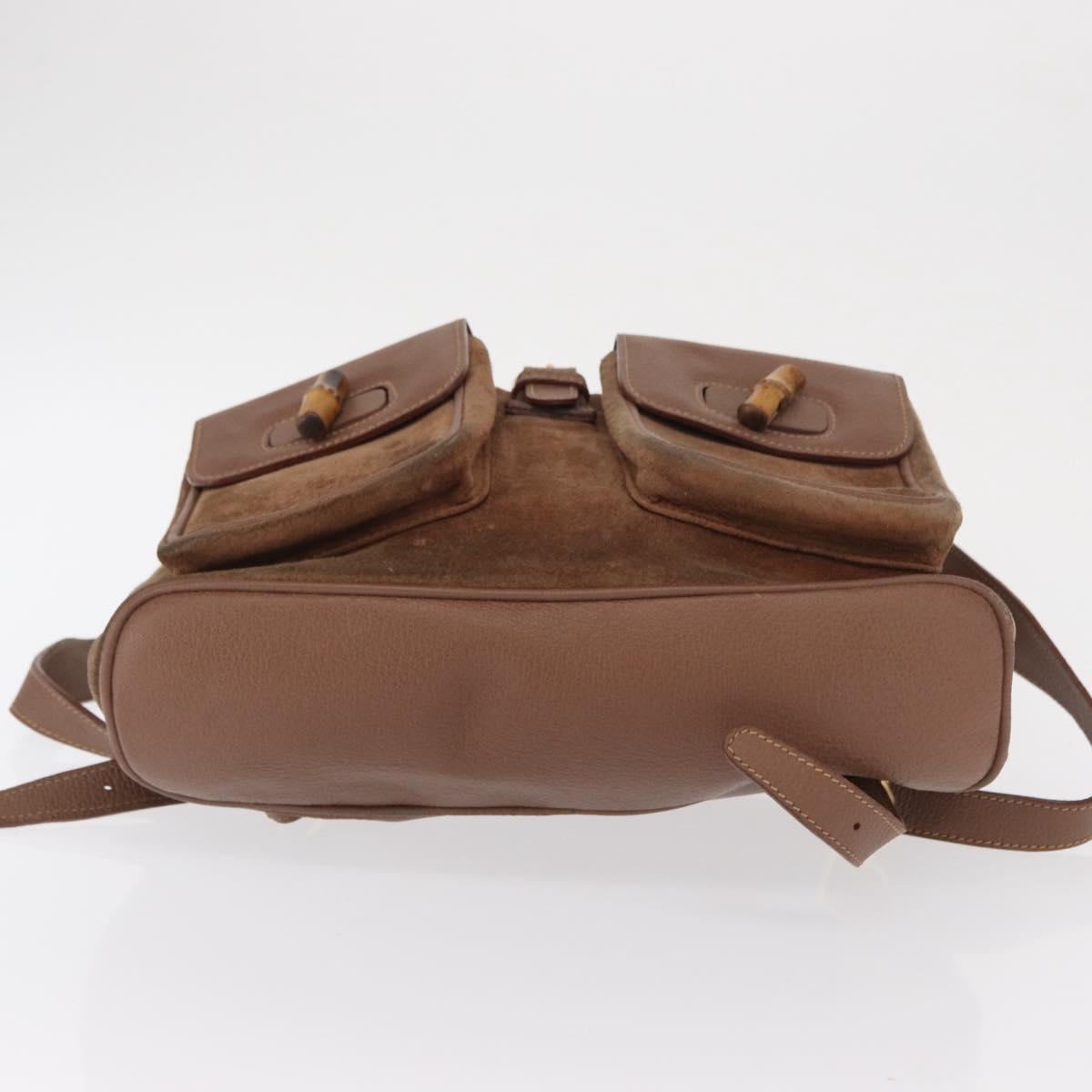 GUCCI Bamboo Backpack Suede Brown Gold 003 2058 0016 Auth 167968