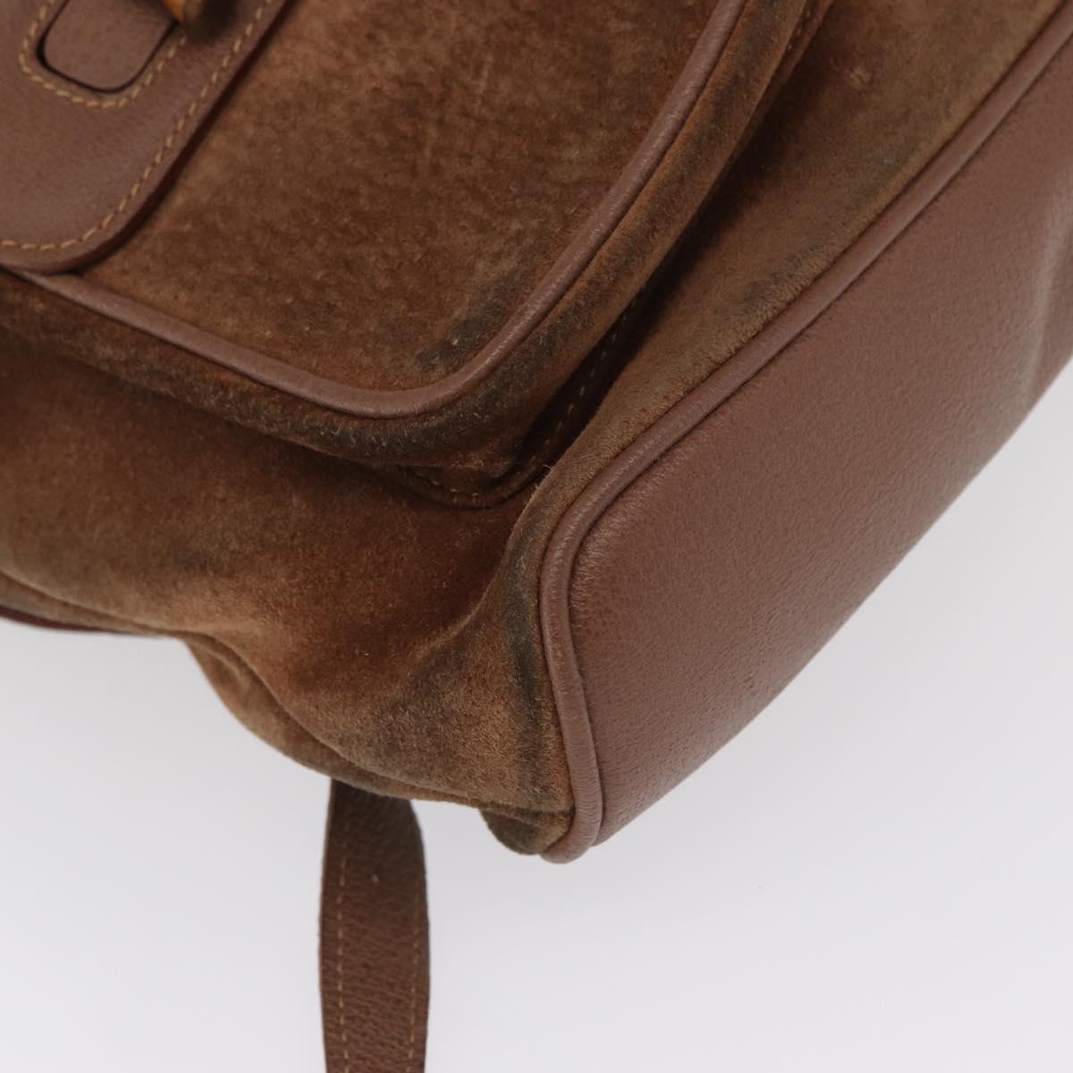 GUCCI Bamboo Backpack Suede Brown Gold 003 2058 0016 Auth 167968