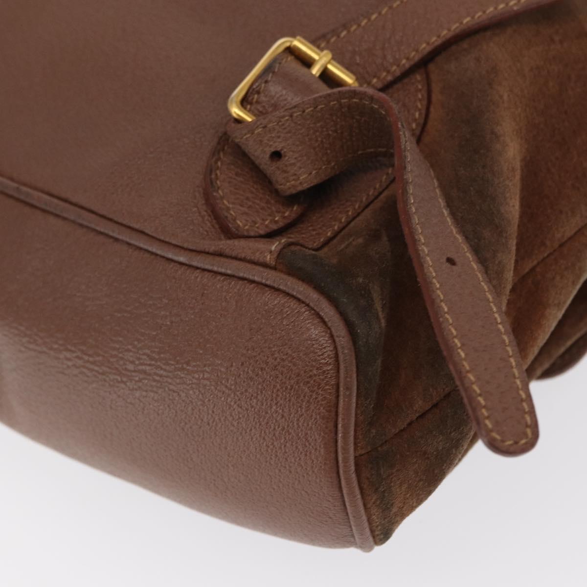 GUCCI Bamboo Backpack Suede Brown Gold 003 2058 0016 Auth 167968
