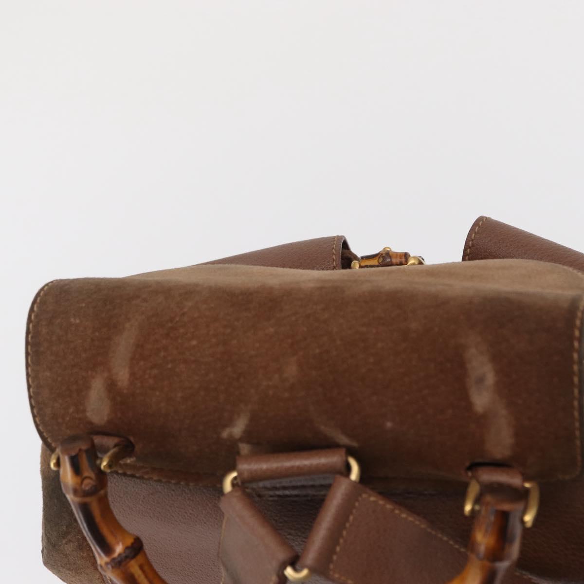 GUCCI Bamboo Backpack Suede Brown Gold 003 2058 0016 Auth 167968