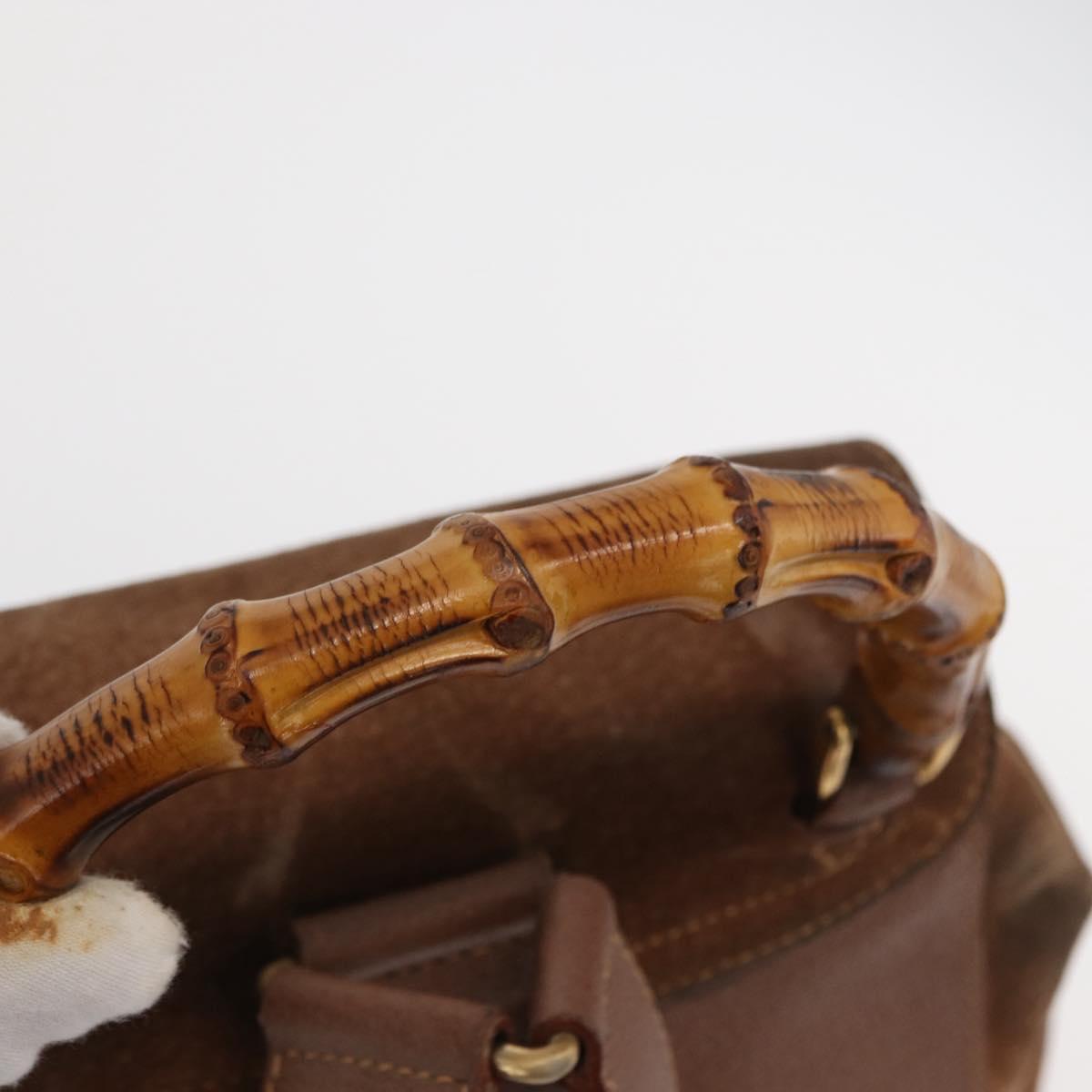 GUCCI Bamboo Backpack Suede Brown Gold 003 2058 0016 Auth 167968