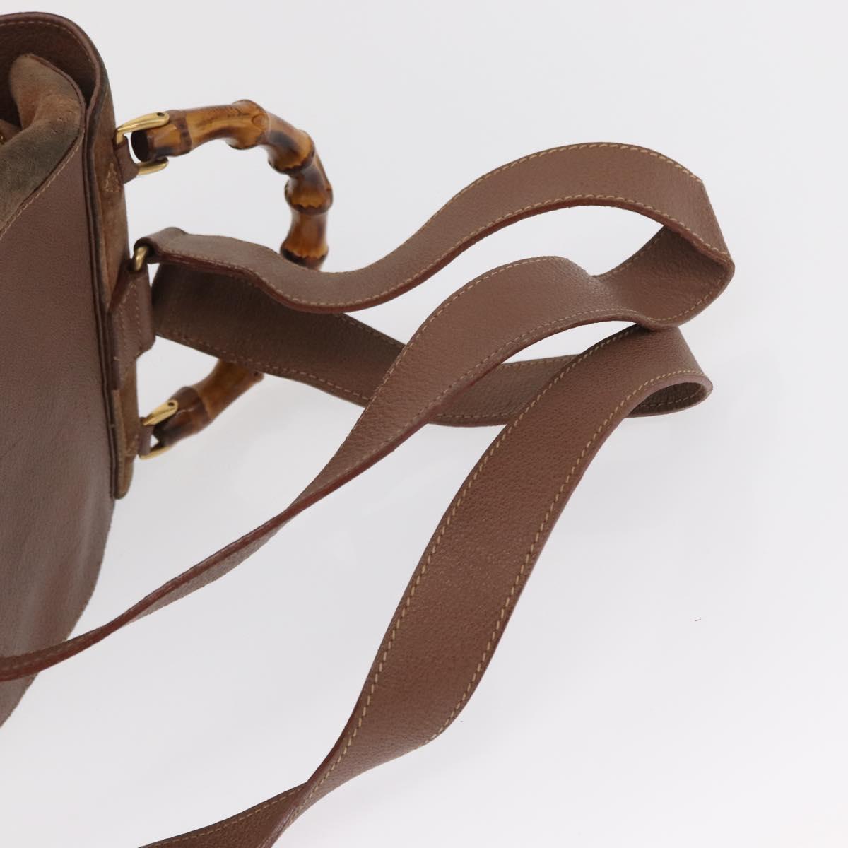 GUCCI Bamboo Backpack Suede Brown Gold 003 2058 0016 Auth 167968