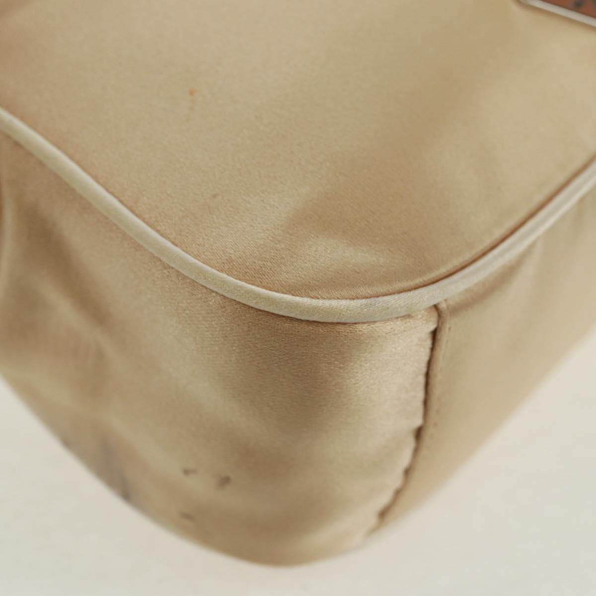 PRADA Hand Bag Satin Champagne Gold Silver Auth 167973V