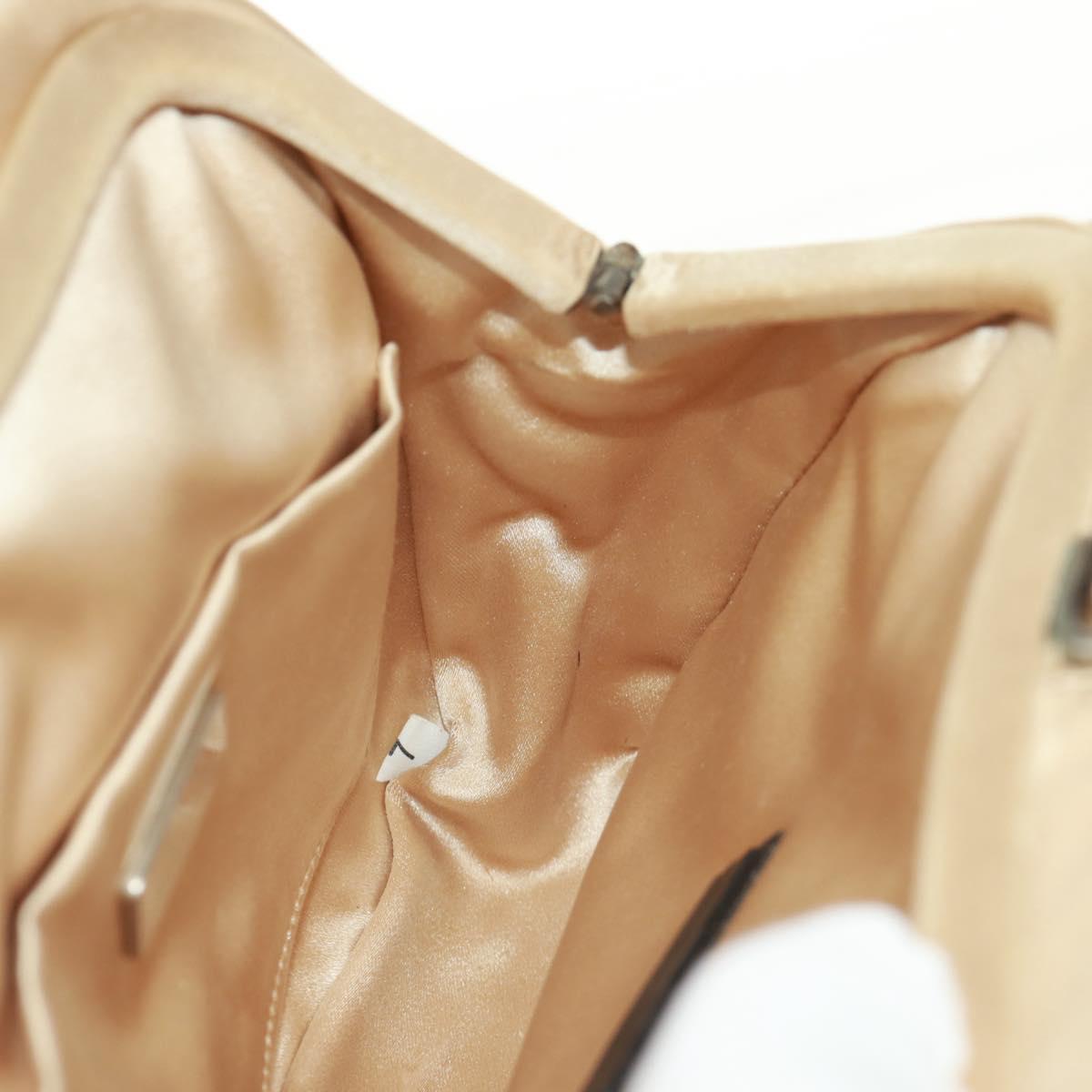 PRADA Hand Bag Satin Champagne Gold Silver Auth 167973V