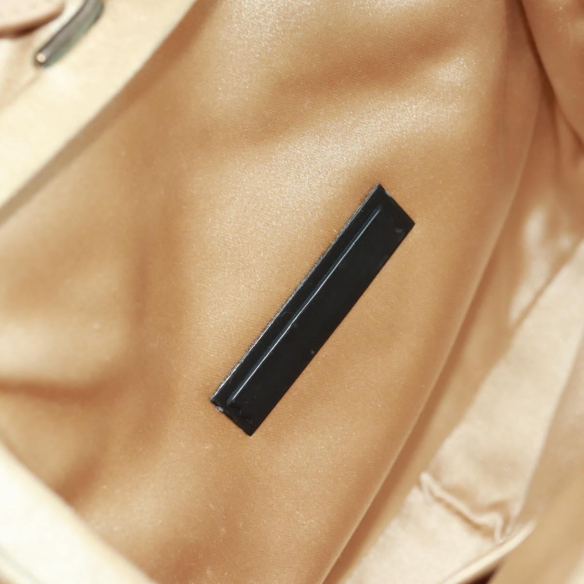 PRADA Hand Bag Satin Champagne Gold Silver Auth 167973V