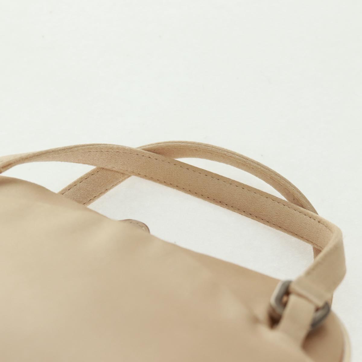 PRADA Hand Bag Satin Champagne Gold Silver Auth 167973V