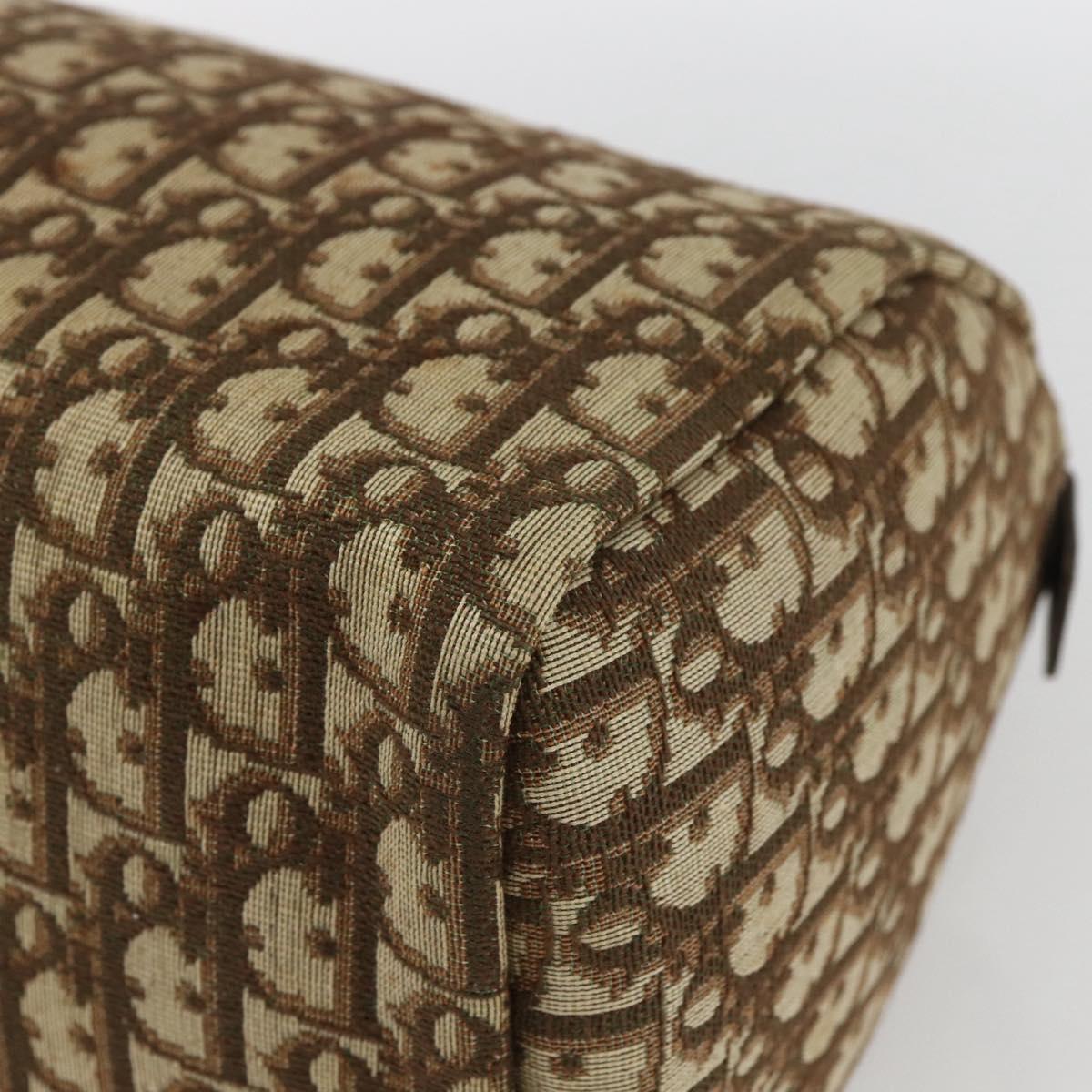Christian Dior Trotter Canvas Boston Bag Beige Gold Auth 167991