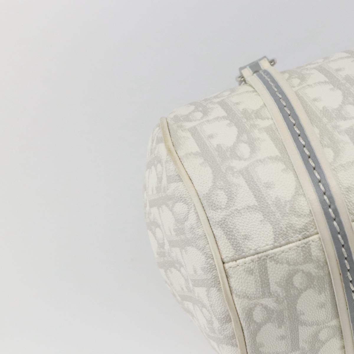 Christian Dior Trotter Canvas Romantic Chain Bag PVC White Silver Auth 167994