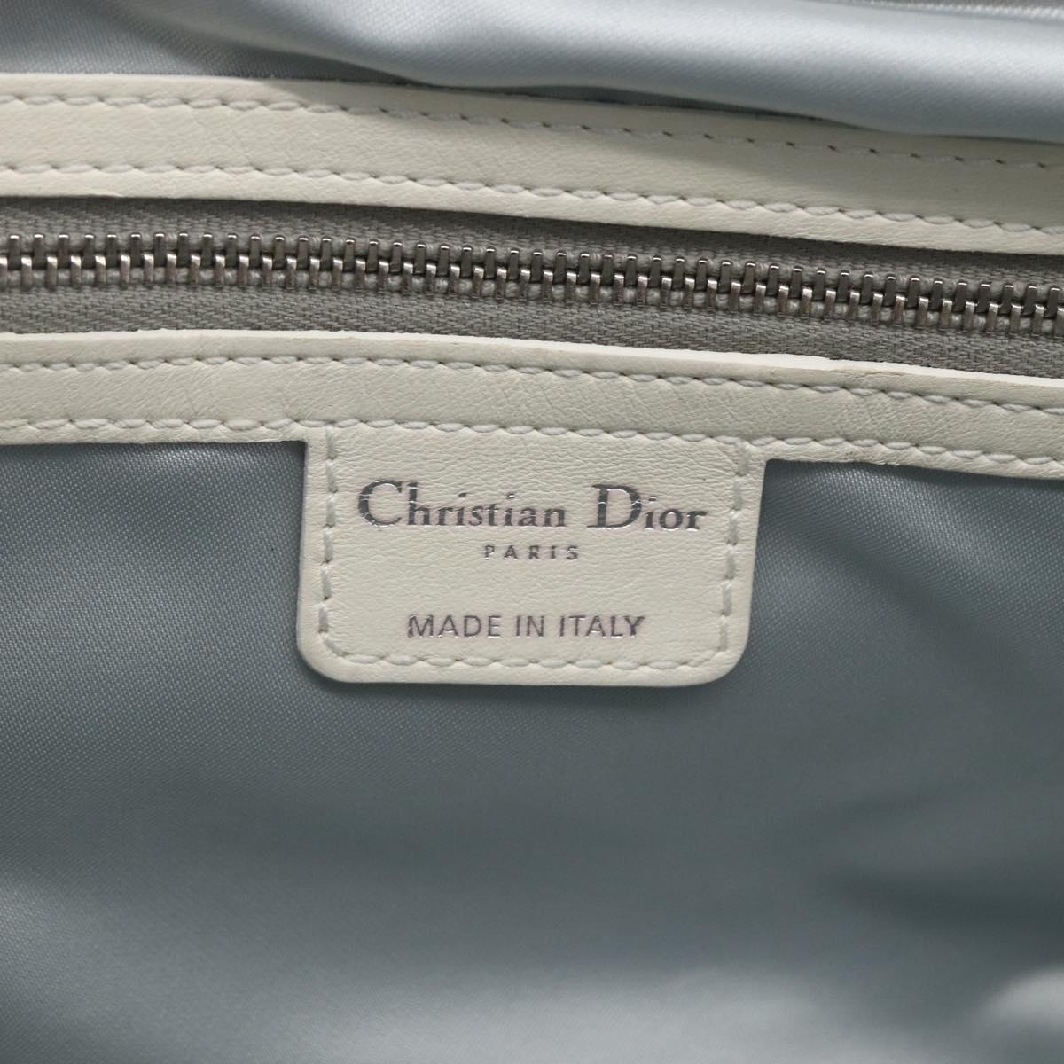 Christian Dior Trotter Canvas Romantic Chain Bag PVC White Silver Auth 167994
