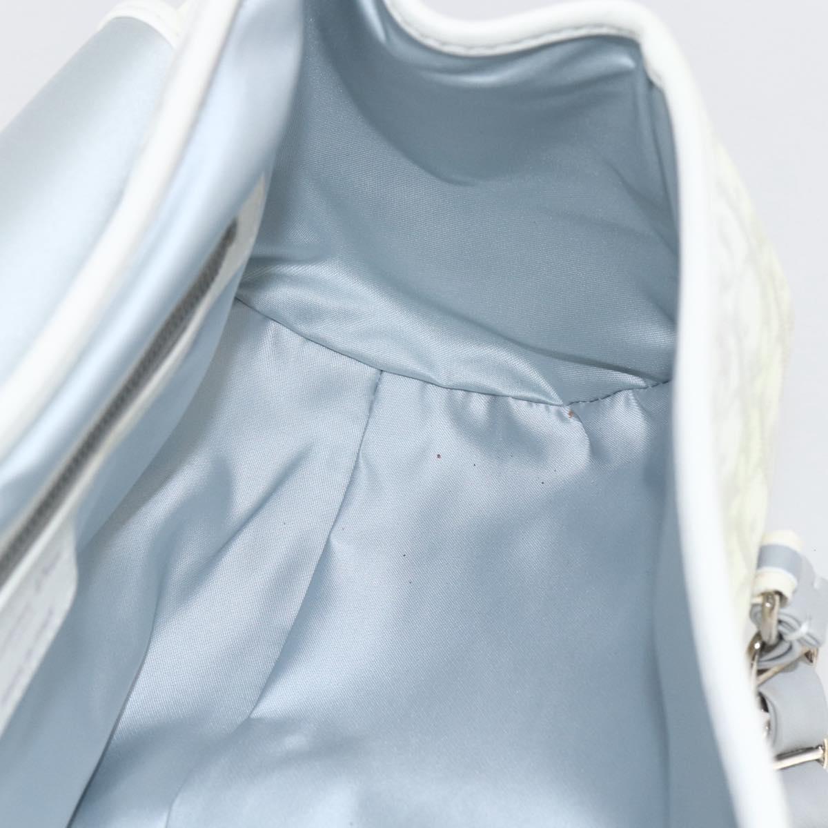 Christian Dior Trotter Canvas Romantic Chain Bag PVC White Silver Auth 167994