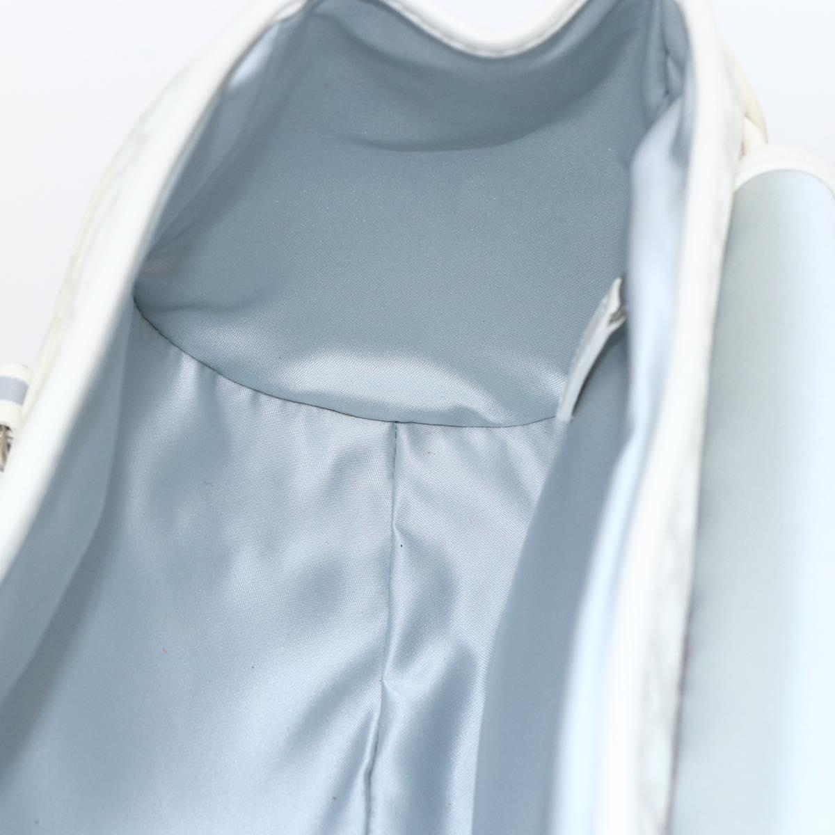 Christian Dior Trotter Canvas Romantic Chain Bag PVC White Silver Auth 167994