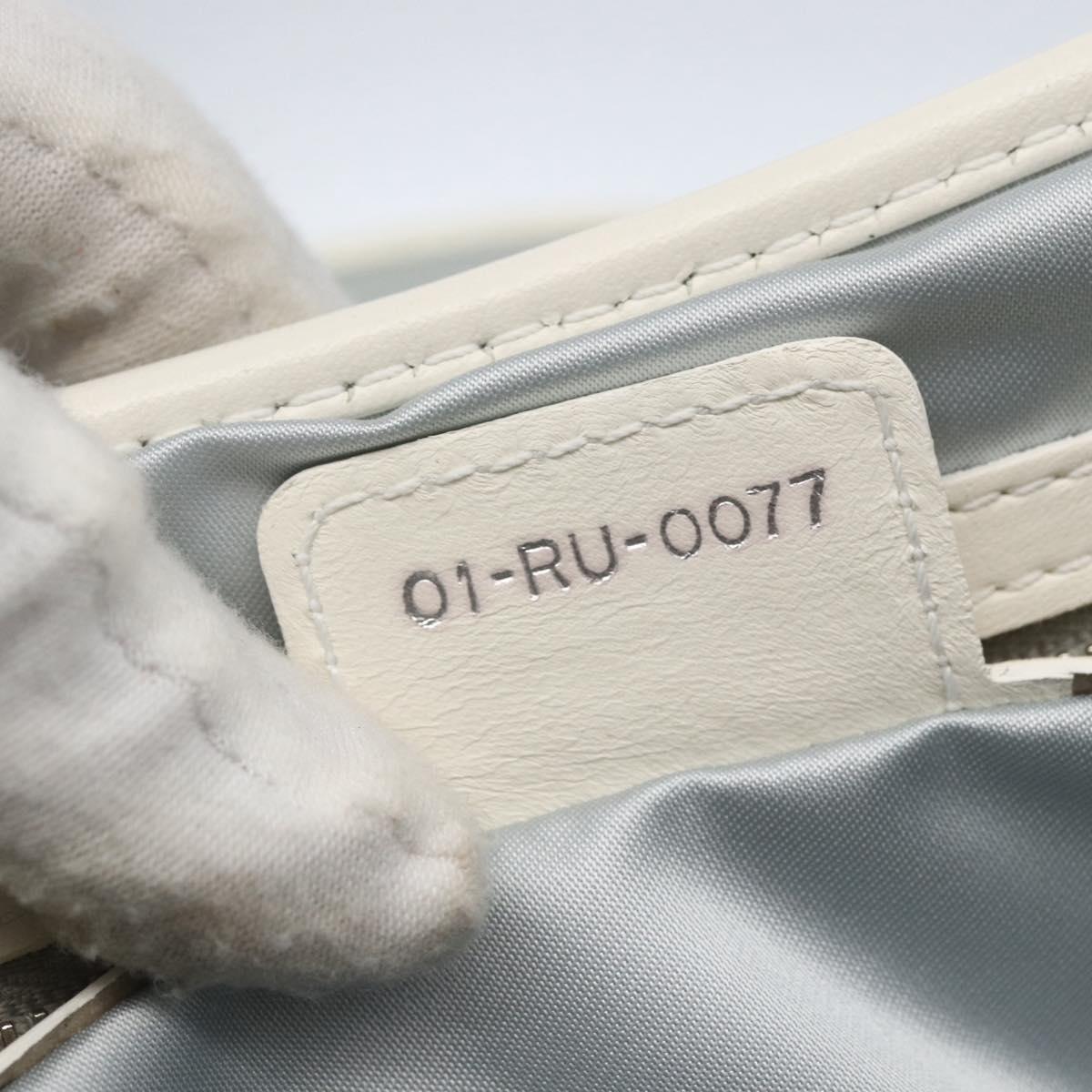 Christian Dior Trotter Canvas Romantic Chain Bag PVC White Silver Auth 167994