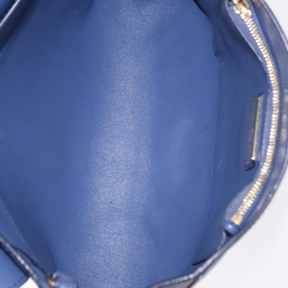 Salvatore Ferragamo Gancini Shoulder Bag Leather Navy Gold Auth 167996