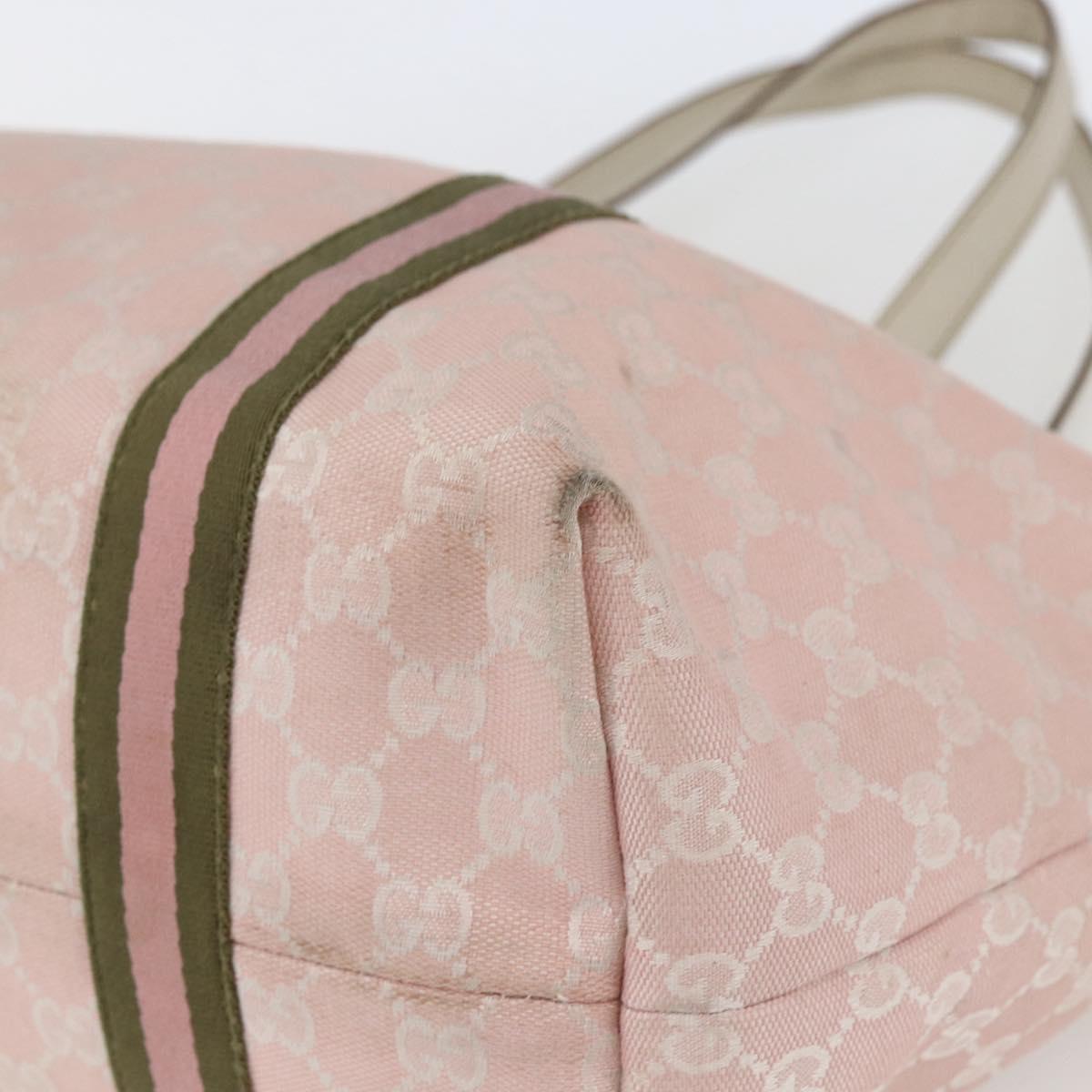 GUCCI GG Canvas Sherry Line Tote Bag Pink Gold khaki 139260 Auth 168002