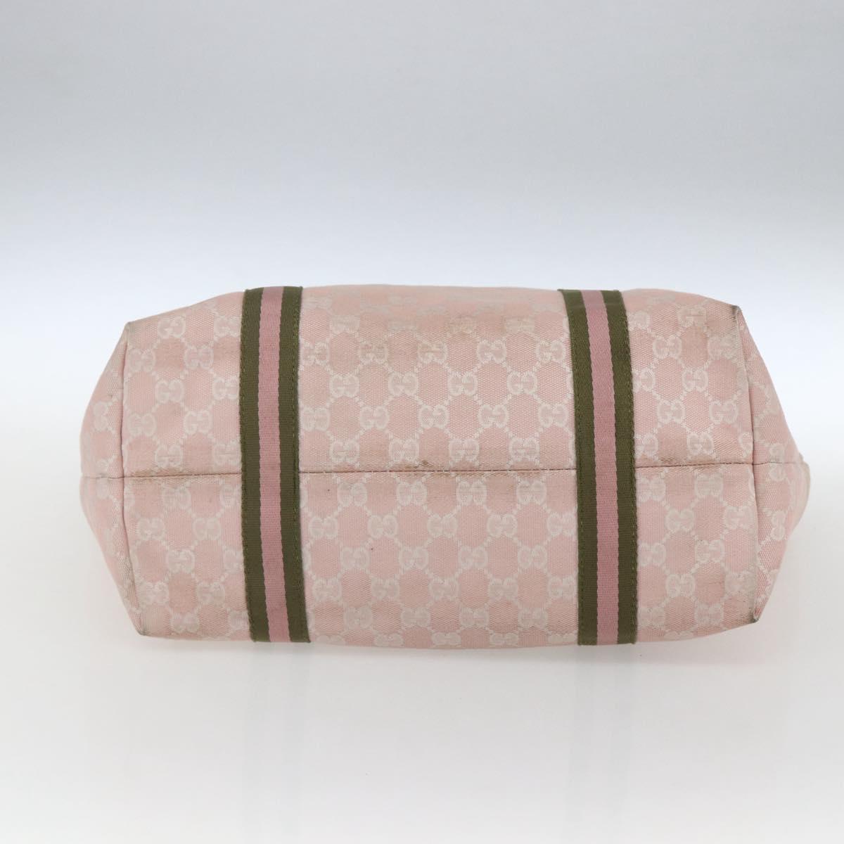 GUCCI GG Canvas Sherry Line Tote Bag Pink Gold khaki 139260 Auth 168002