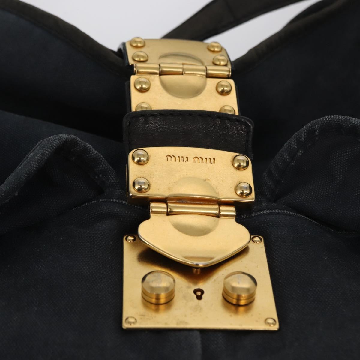 Miu Miu Shoulder Bag Canvas 2way Navy Gold Auth 168005