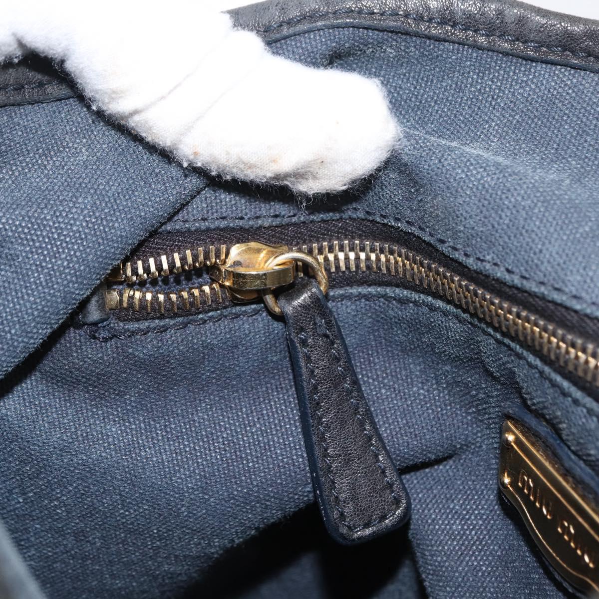 Miu Miu Shoulder Bag Canvas 2way Navy Gold Auth 168005