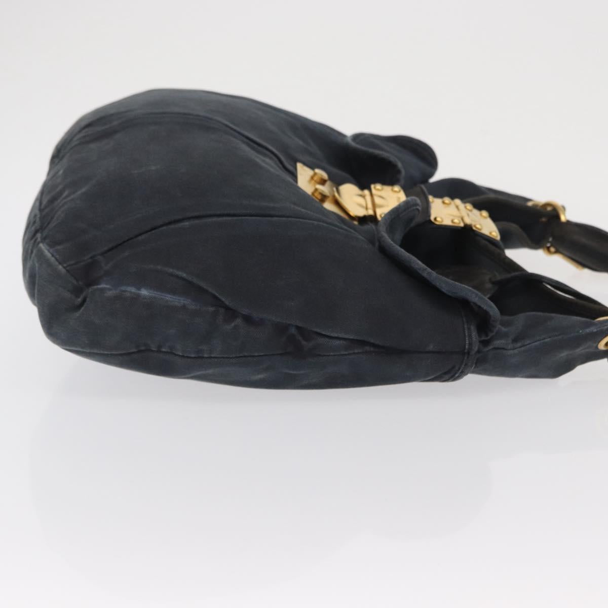 Miu Miu Shoulder Bag Canvas 2way Navy Gold Auth 168005