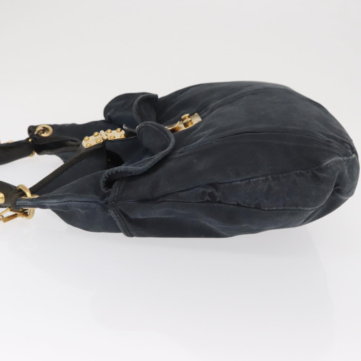 Miu Miu Shoulder Bag Canvas 2way Navy Gold Auth 168005