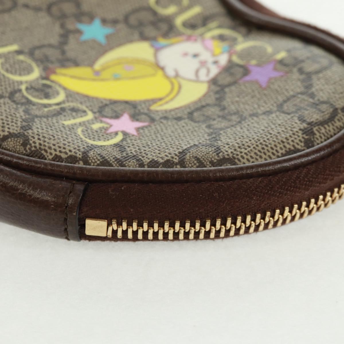 GUCCI GG Supreme Bananya Coin Purse PVC Beige Gold 701062 Auth 168024M