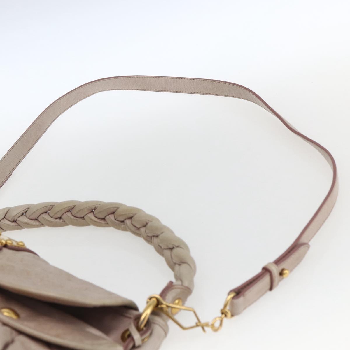 Miu Miu Matelasse Shoulder Bag Leather 2way Pink Gold Auth 168029