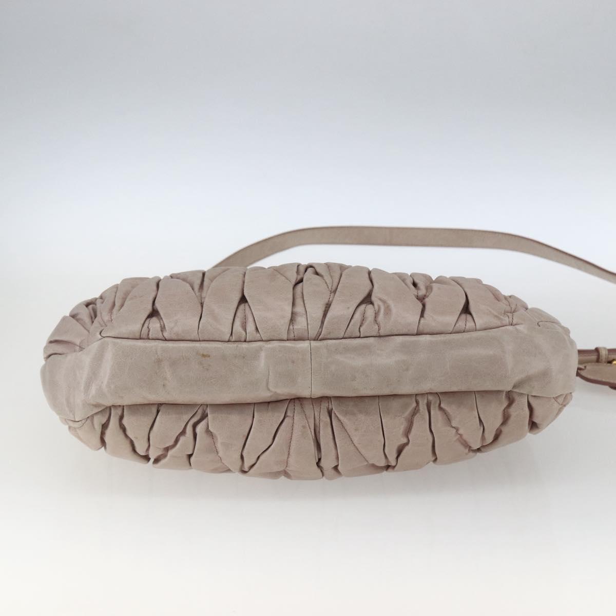 Miu Miu Matelasse Shoulder Bag Leather 2way Pink Gold Auth 168029