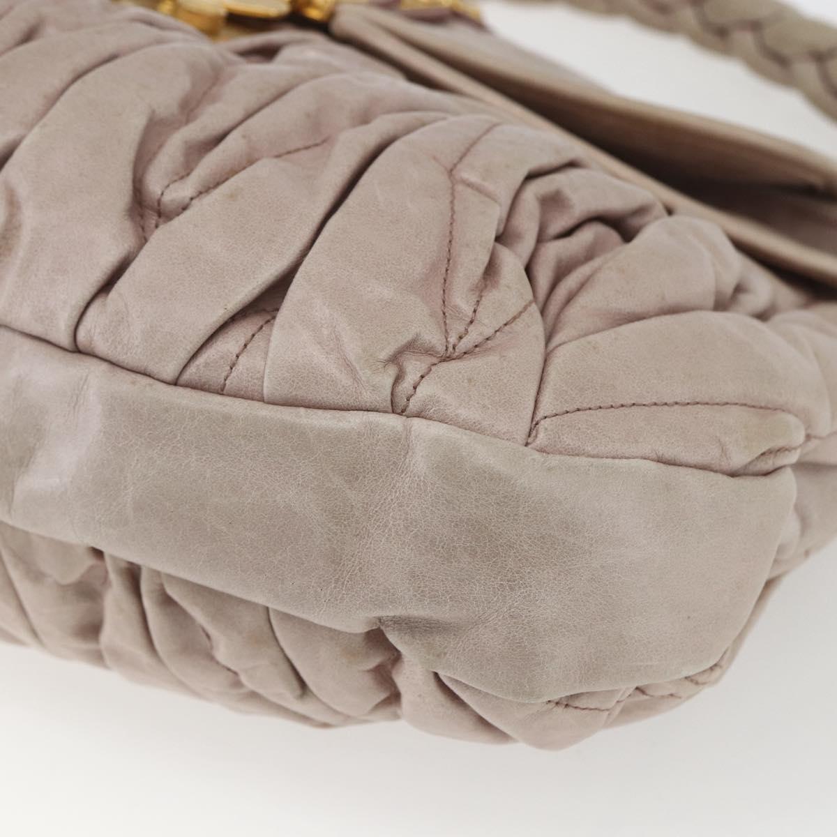 Miu Miu Matelasse Shoulder Bag Leather 2way Pink Gold Auth 168029