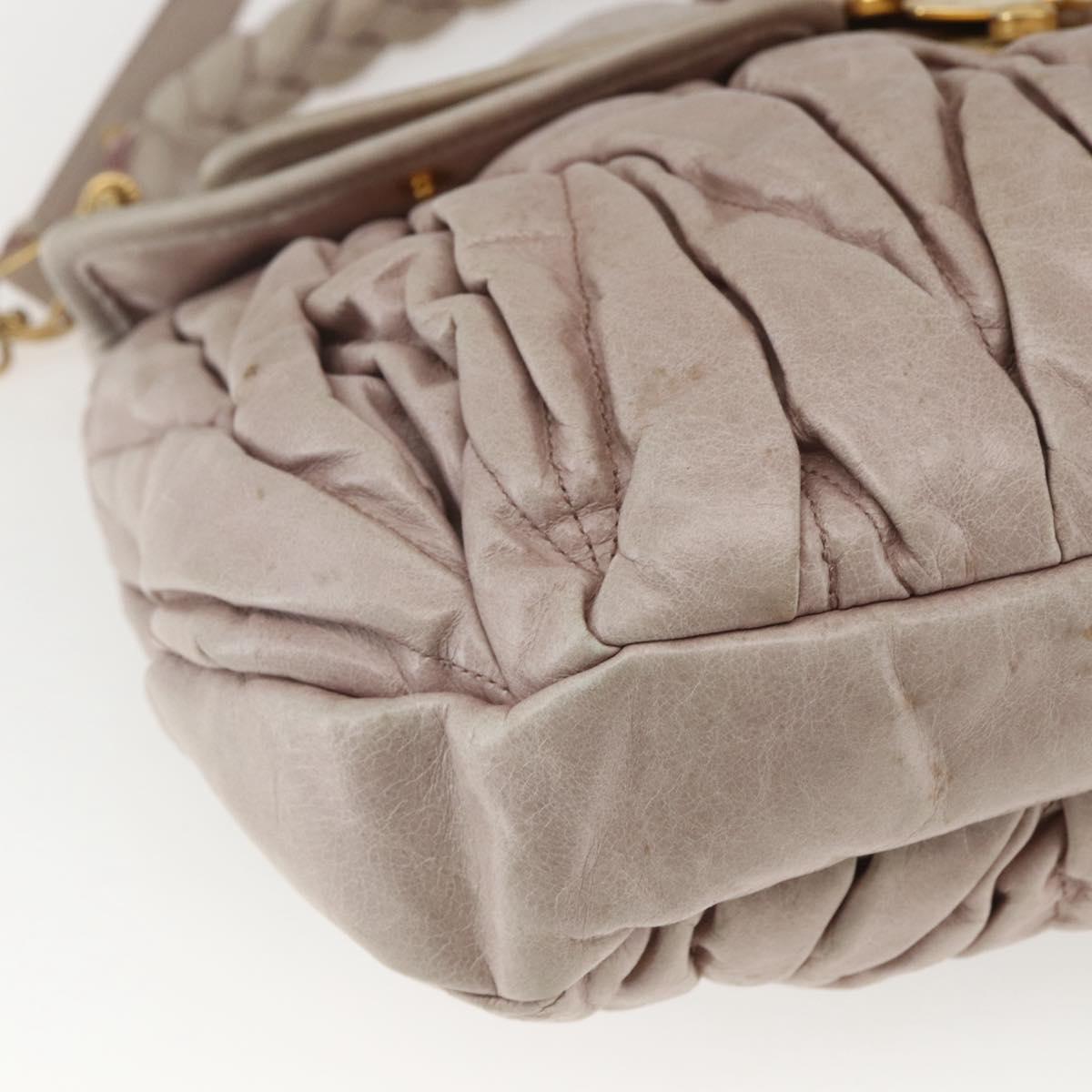 Miu Miu Matelasse Shoulder Bag Leather 2way Pink Gold Auth 168029