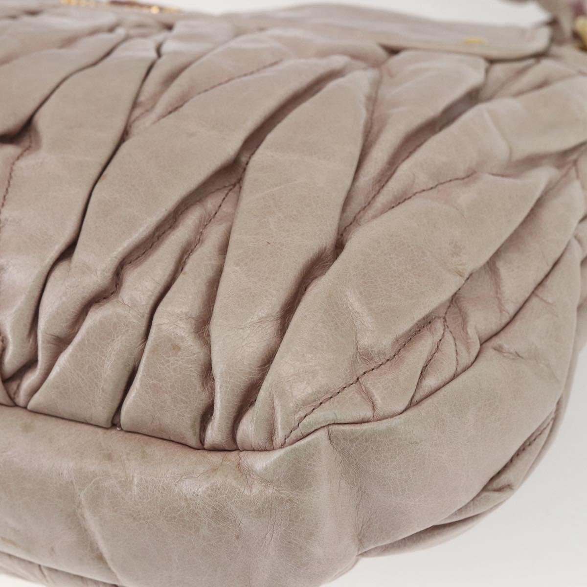 Miu Miu Matelasse Shoulder Bag Leather 2way Pink Gold Auth 168029