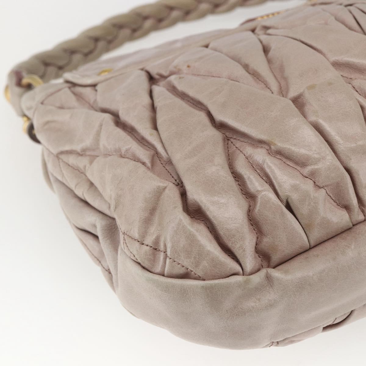 Miu Miu Matelasse Shoulder Bag Leather 2way Pink Gold Auth 168029