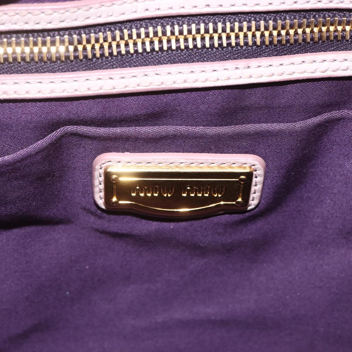 Miu Miu Matelasse Shoulder Bag Leather 2way Pink Gold Auth 168029