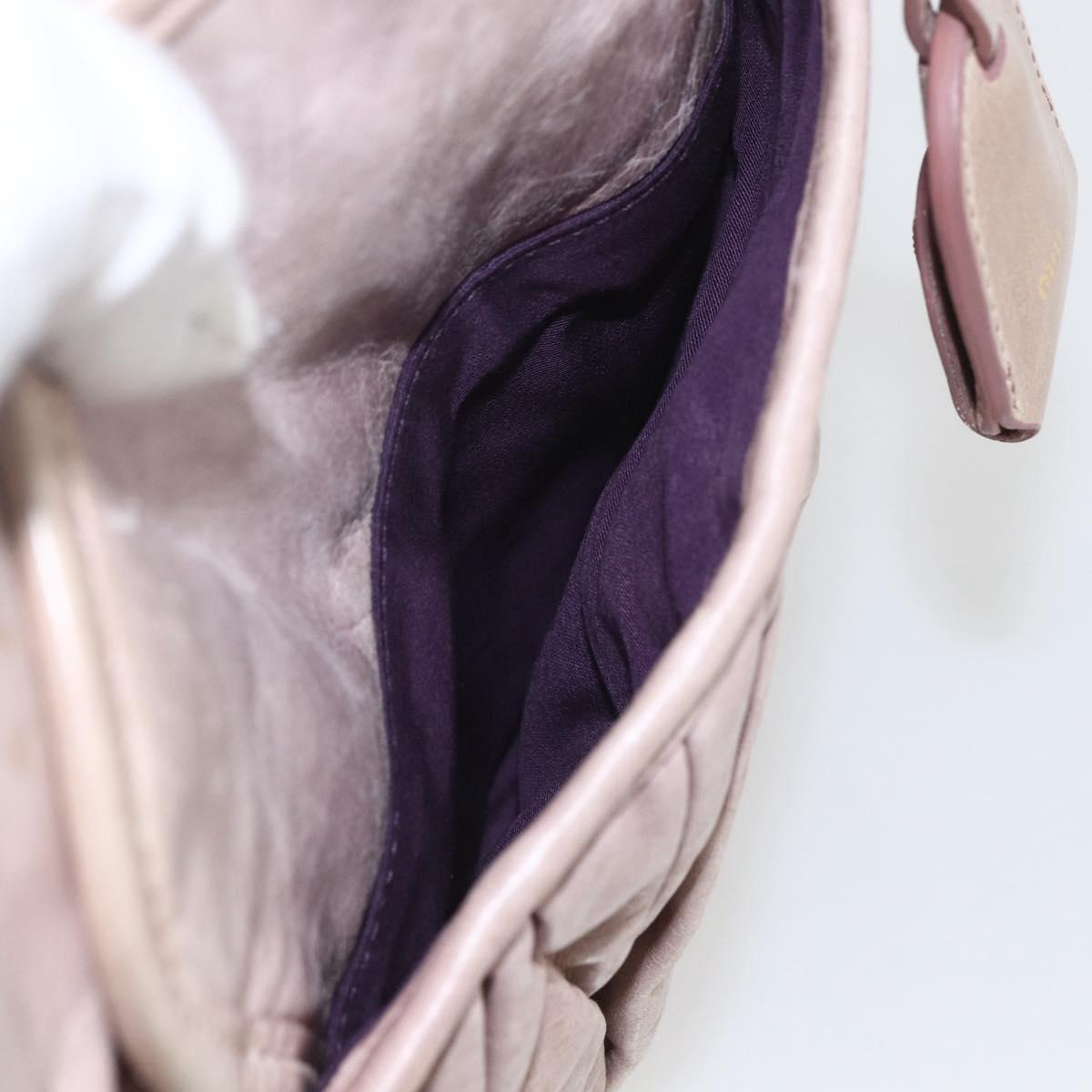 Miu Miu Matelasse Shoulder Bag Leather 2way Pink Gold Auth 168029