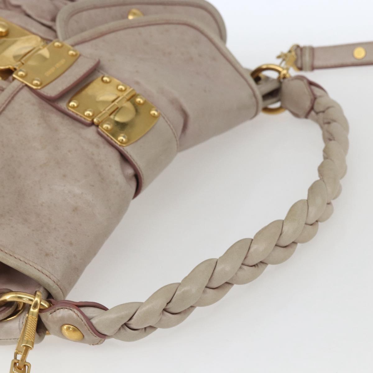 Miu Miu Matelasse Shoulder Bag Leather 2way Pink Gold Auth 168029