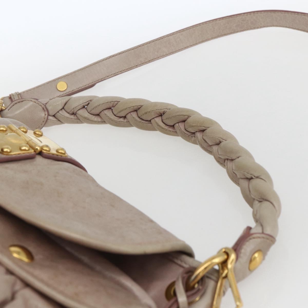 Miu Miu Matelasse Shoulder Bag Leather 2way Pink Gold Auth 168029