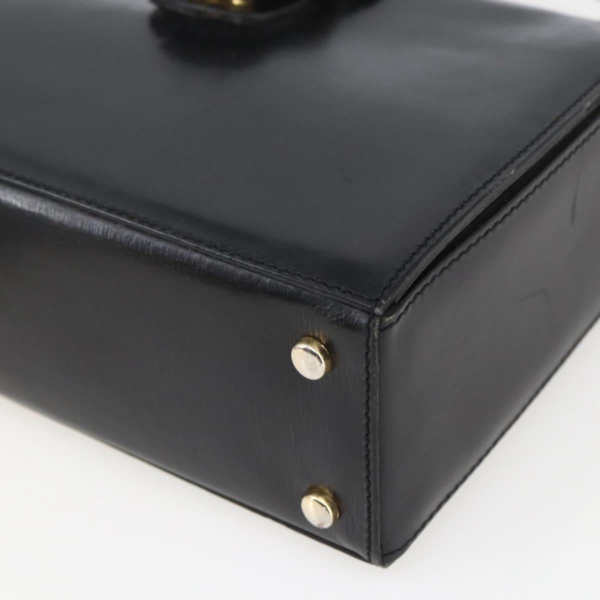 CELINE Hand Bag Leather Black Gold Auth 168032