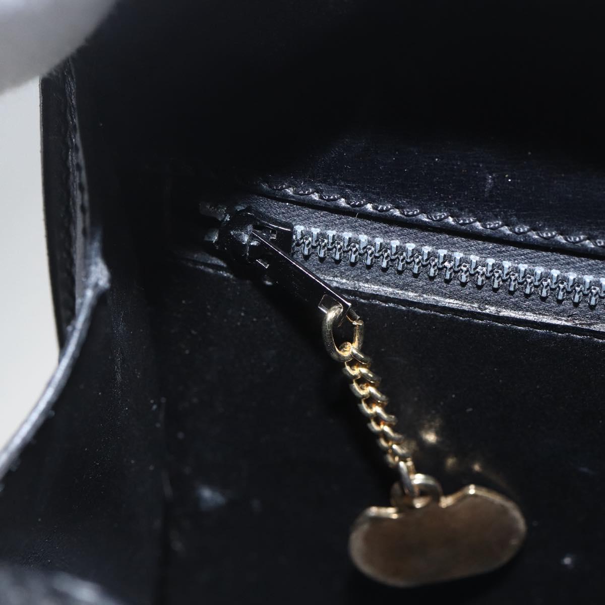 CELINE Hand Bag Leather Black Gold Auth 168032
