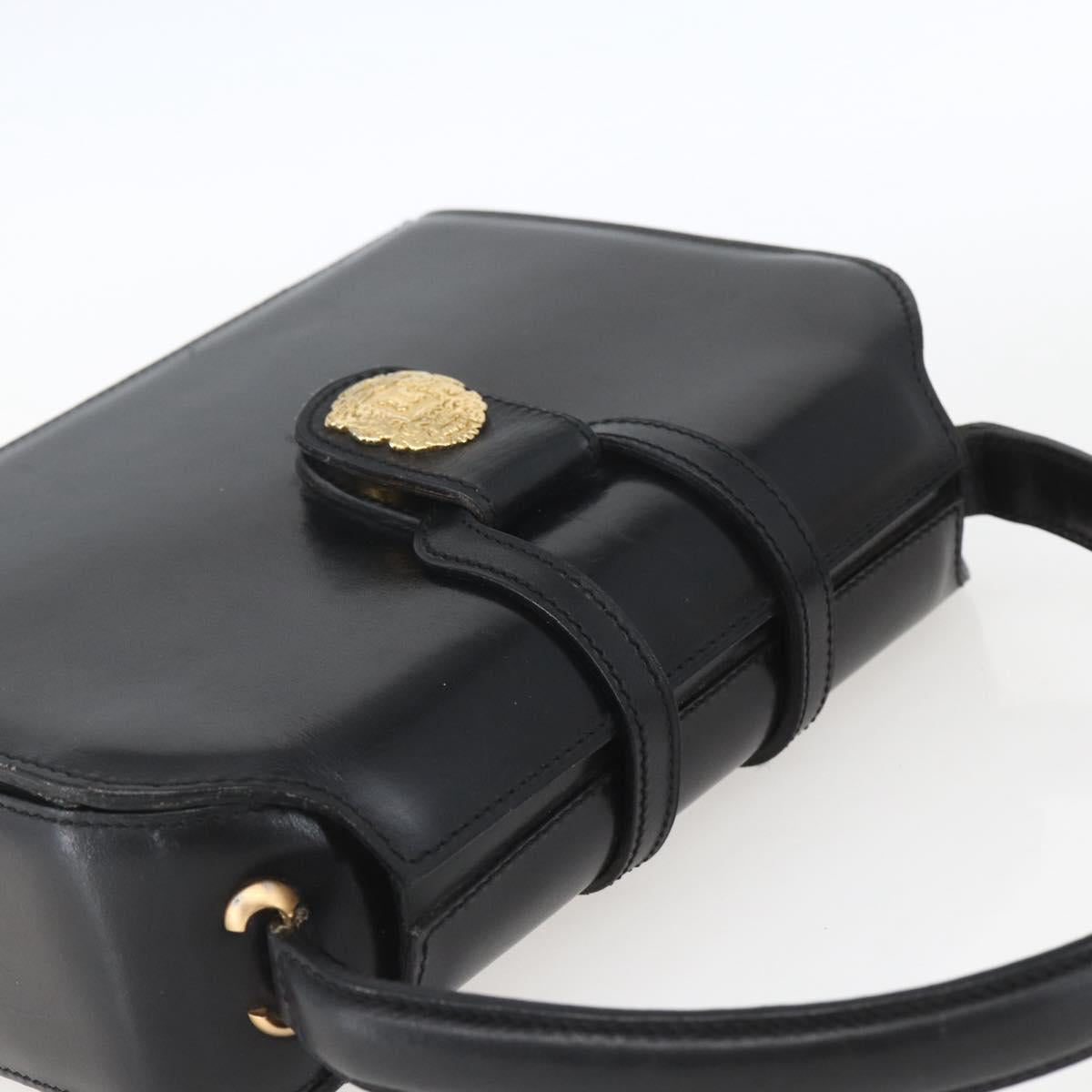 CELINE Hand Bag Leather Black Gold Auth 168032