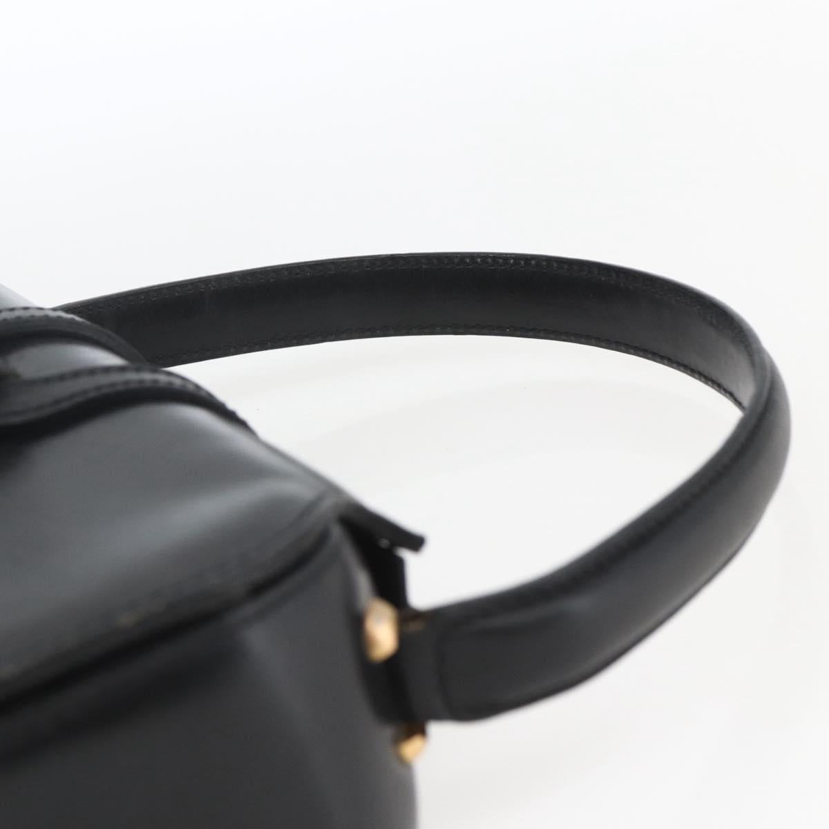 CELINE Hand Bag Leather Black Gold Auth 168032