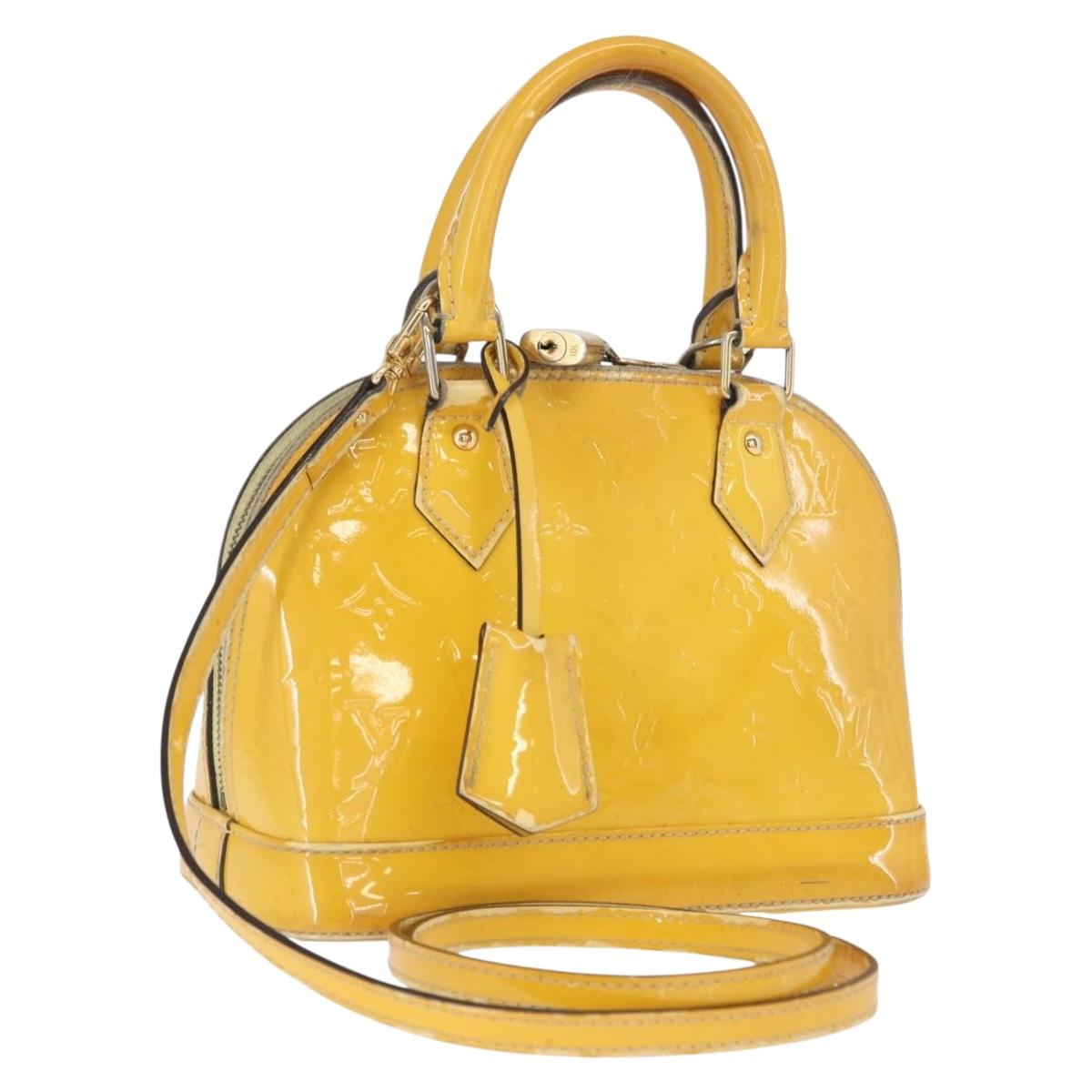 LOUIS VUITTON Monogram Vernis Alma PM Hand Bag Citrin M90101 LV Auth 168034