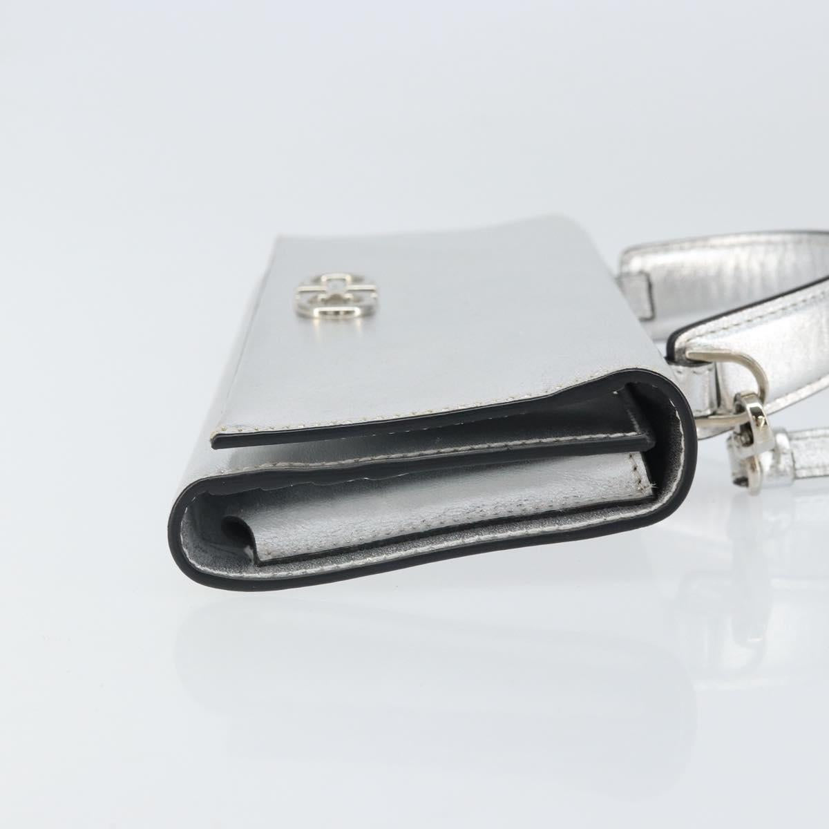 Salvatore Ferragamo Shoulder Wallet Leather 2way Silver Auth 168042