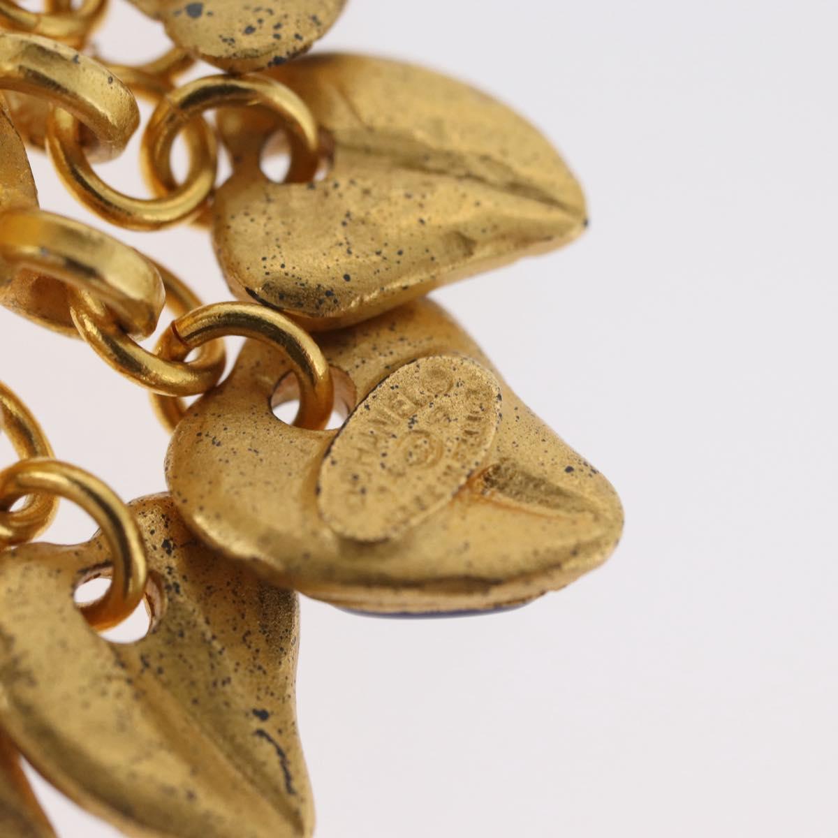 CHANEL Heart COCO Mark Earring metal Gold Tone CC Auth 168046V