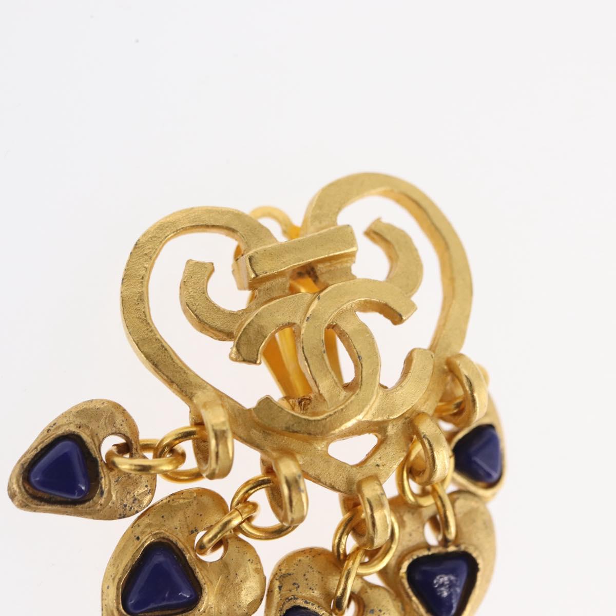 CHANEL Heart COCO Mark Earring metal Gold Tone CC Auth 168046V