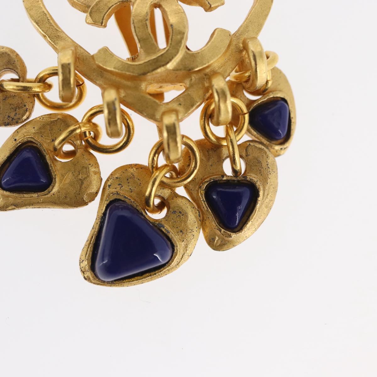 CHANEL Heart COCO Mark Earring metal Gold Tone CC Auth 168046V
