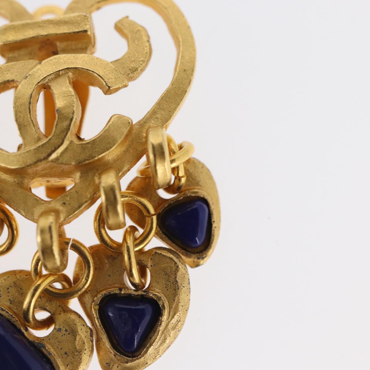 CHANEL Heart COCO Mark Earring metal Gold Tone CC Auth 168046V