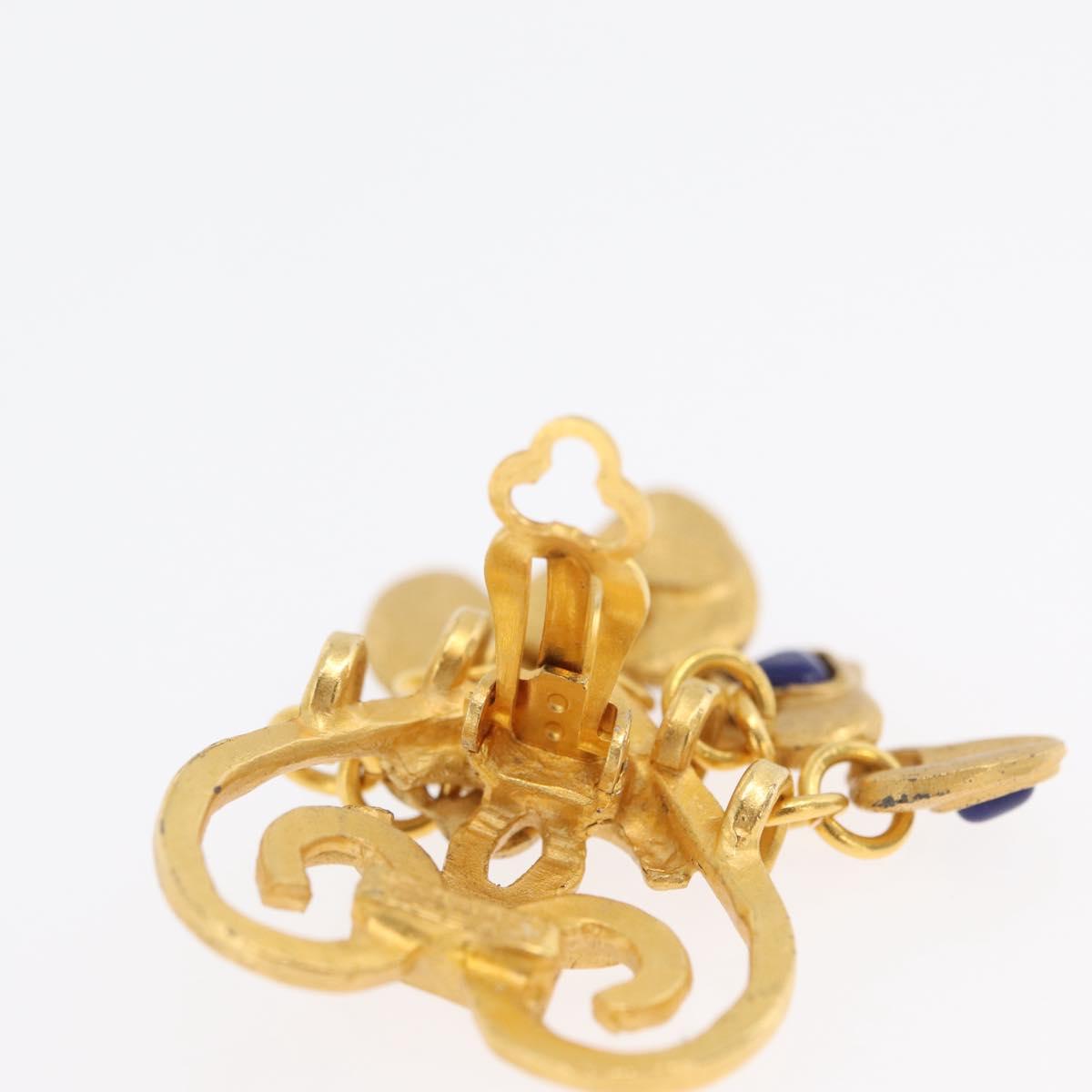 CHANEL Heart COCO Mark Earring metal Gold Tone CC Auth 168046V