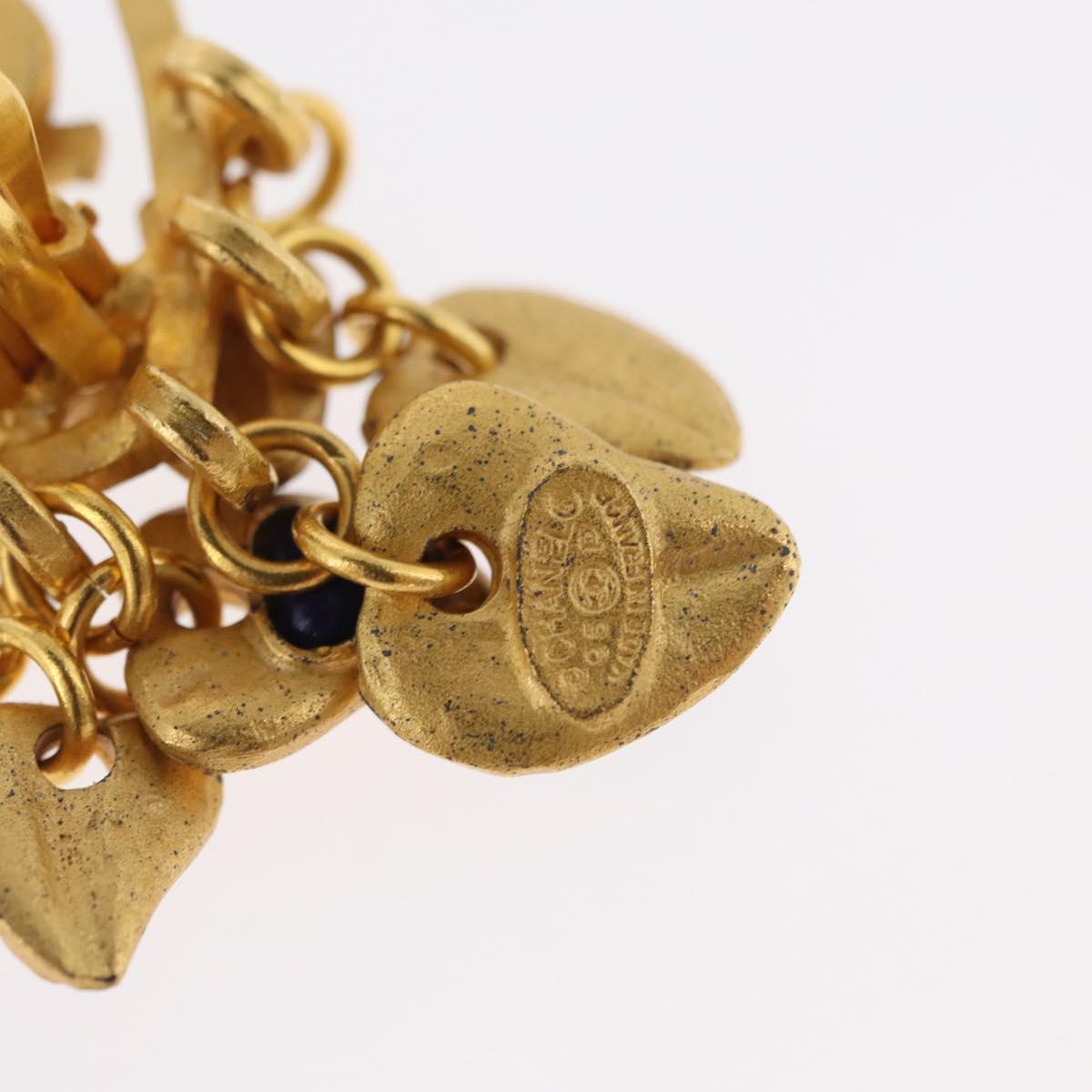 CHANEL Heart COCO Mark Earring metal Gold Tone CC Auth 168046V